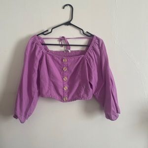 Lilac Puff Sleeve Crop Top